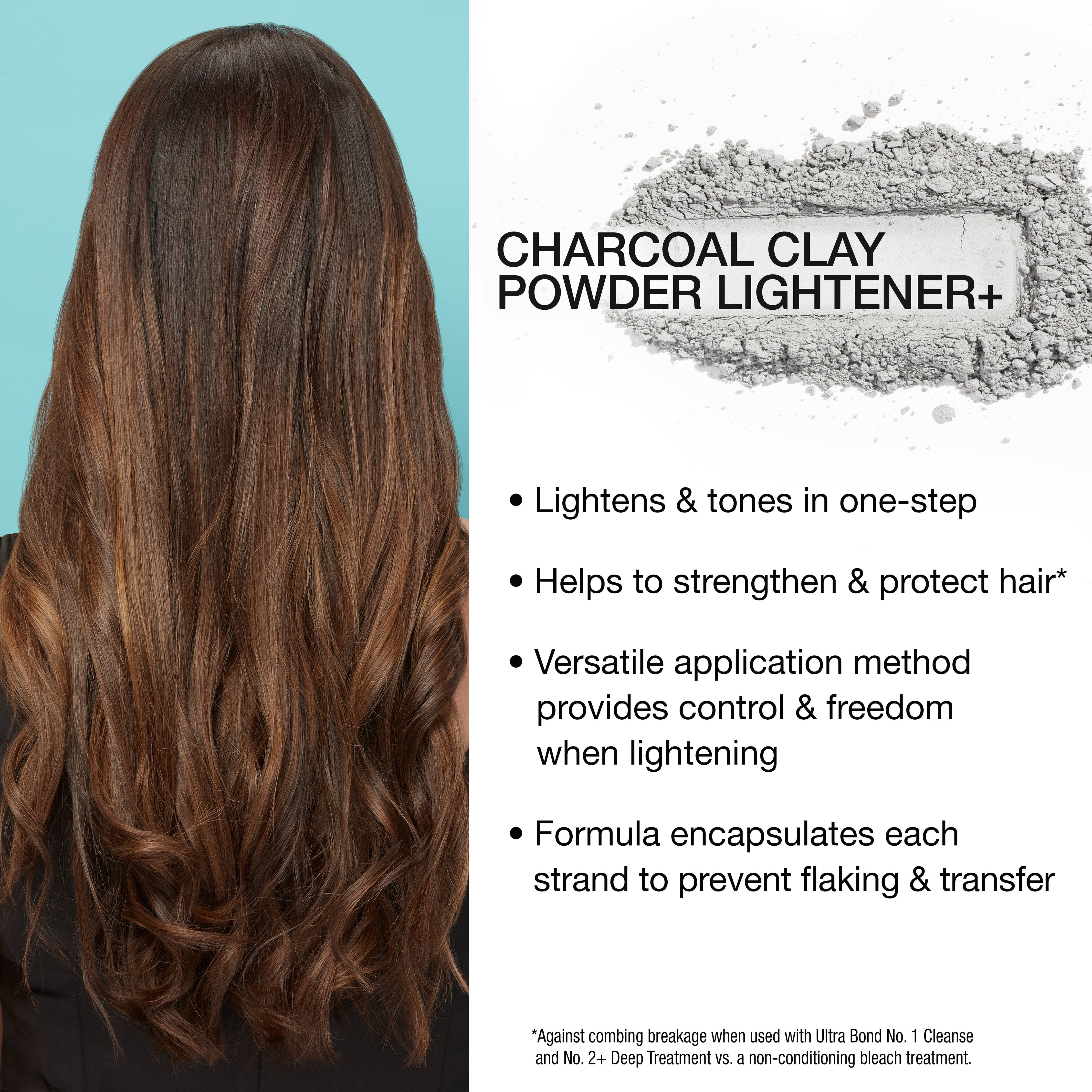 Lightens and tones in one-step. Helps to strengthen and protect hair (against combing breakage used with Ultra Bond No. 1 Cleanse and No. 2. Deep Treatment vs. a non-conditioning bleach treatment). Versatile application method provides control and freedom when lightening. Formula encapsulates each strand to prevent flaking and transfer. 